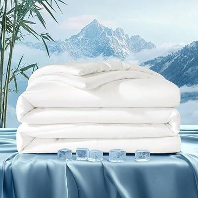 Cooling Comforter,100% Viscose Derived from Bamboo_Shell,Queen | Ultra Soft Breathable Blanket for Hot Sleepers, Lightweight & Moisture-Wicking Duvet Insert,White