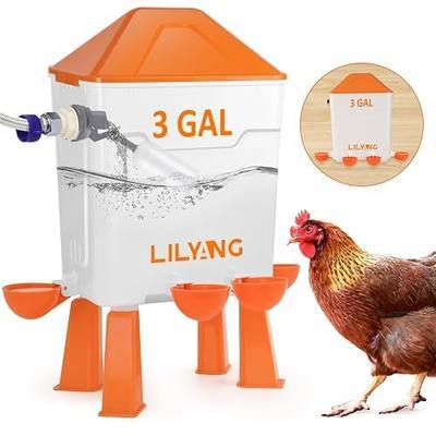 Lilyang Automatic Chicken Waterer 3 Gallon | Float-Control Auto Waterer, Hanging/Standing Design, Connect to 3/4'' Faucet & Hose, Effortless Hydration Solution for Backyard Coop & Small Farm
