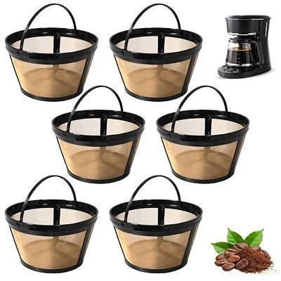 Reusable Coffee Filters 4-5 Cup Coffee Filter Basket - 6-Pack Permanent Basket Style Filter Replacement with Handle Compatible Mr Coffee Maker & Brewers - Stainless Steel Gold Mesh BPA Free