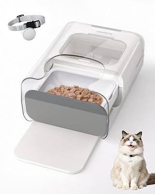 HEAPETS RFID Automatic Cat Feeder with Collar Sensor, Anti-Stealing Food Dispenser with Sealed Lid for Wet Dry Food and Different Diet for Multi-Pet Home, Auto Pet Feeder for Cats & Small Dogs, White