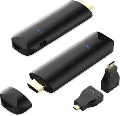 Wireless HDMI Transmitter and Receiver, 328FT/100M,Plug & Play,5G+2.4G,4K Decode 1080P Output,Portable Wireless HDMI Extender Kit for Meeting,Streaming to Monitor from Laptop/TV Box