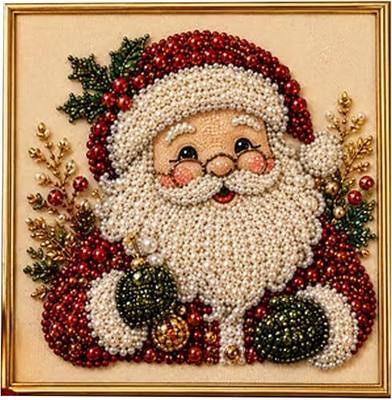 DIY Christmas Pearl Diamond Painting Art Kit with Frame, Cute 3D Christmas Pearl Beads Art Craft for Adults Beginner, Holiday Christmas Wall Decor, Healing Stress-Relieving (#B)