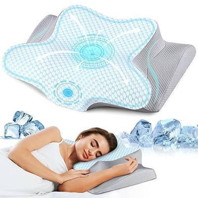 Cervical Pillow for Neck Pain Relief, Ergonomic Neck Pillow for Sleeping, Contour Side Sleeper Pillow for Neck Support, Orthopedic Cooling Memory Foam Pillows for Back Stomach Sleepers (Blue)