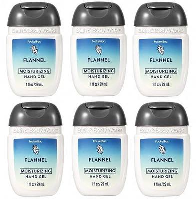 Bath and Body Works Classic and Seasonal Scents Pocketbac Hand Gel - Pack of 6-1 oz each (Flannel Moisturizing)