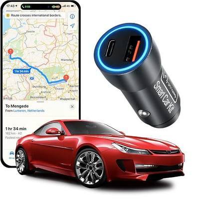 GPS Tracker for Vehicles, Car GPS Tracker Hidden Portable GPS Tracker Anti-Theft & Parking Location for iOS Locate (iOS Only), No Monthly Fee Subscription No SIM Card Required-Grey