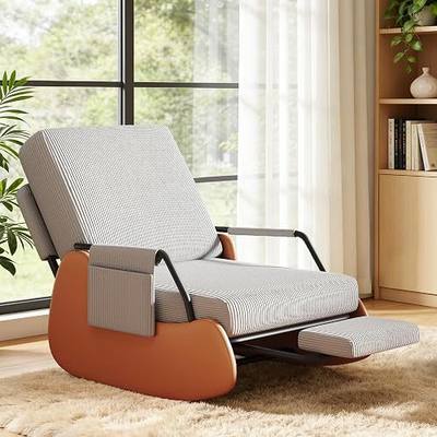 Furniliving Modern Glider Rocking Chair, Upholstered Nursery Glider Chair with Adjustable Recline & Retractable Footrest, Comfortable Lounge Chair for Mom Nursery Living Room Bedroom(Grey)