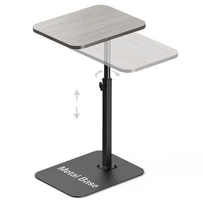 HzTinT Side Table Sofa Tray for Couch Heavy Metal Base Swivel/Adjustable Height, Sofa Bed Bathroom Study TV Tray C Shaped End Table Food Snack Trays for Eating
