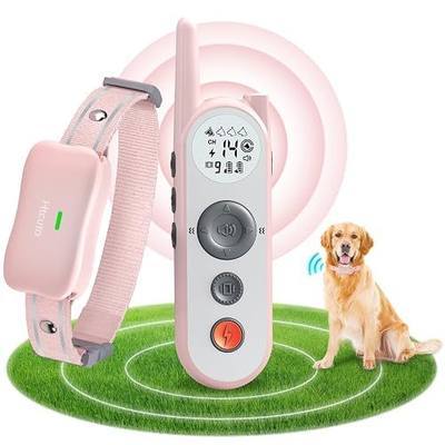 Wireless Dog Fence System for 1 Large Medium Dog (Pink 1V1 Fence) | Long Range Wireless Pet Containment Boundary System, Rechargeable Remote Shock Training Collar for Large Medium Dogs