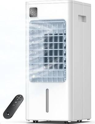 Windowless Portable Air Conditioner, 24.2" Evaporative Air Cooler with Remote, 3 Speeds, Digital Display, 12H Timer, 2 Gal Water Tank, Oscillating Swamp Cooler for Bedroom, Living Room, AC Unit, White
