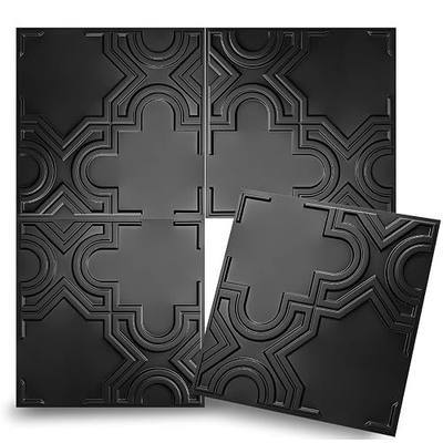 Art3d Drop Ceiling Tiles, 24 Pack 2x2 Ft(Covers 96 Sq.Ft), Black | Creative Puzzle Glue Up Ceiling Tiles Textured PVC Panels for Interior Decor, Home, Office, Coffee Shop, Restaurant, Gym