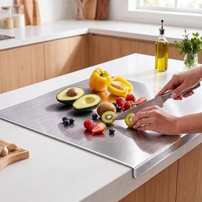 2026 NEW Titanium Cutting Boards for Kitchen, 100% Pure Titanium Kneading Cutting Board with Non Slip Pad, Large Cutting Board for Meat, Fruits, Vegetables, Bread, and Baking (23.6 x 19.7 in)