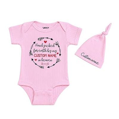 Hand Picked for Earth by Grandma Grandpa in Heaven Newborn Bodysuit and Hat Personalized Coming Home Outfit