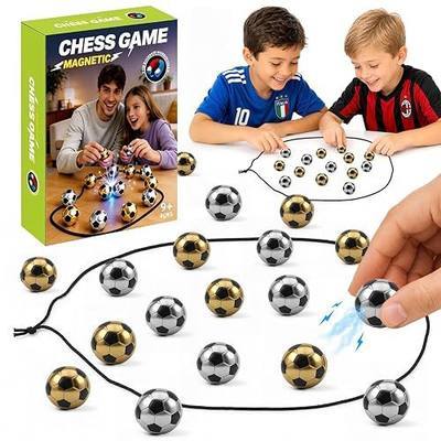 Soccer Magnetic Chess Game with 20 Football-Shaped Stone and String | Innovative Multiplayer Magnet Football Games for Kids & Adults, Puzzle Strategy Magnets Chess Game For Parties and Travel