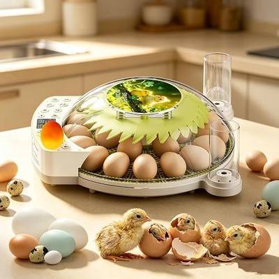 22 Eggs Smart Incubator, One-Click Hatching, Automatic Temp Humidity Control, Auto Egg Turner, Built-in Egg Candler, Music Reminder Poultry Hatcher for Chicken Duck Quail Pigeon Classroom Home Use