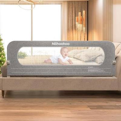 Bed Rail for Toddlers – 71 Inch Extra Long Foldable Toddler Bed Rail Guard | Reinforced Steel Gap-Free Swing Down Bed Guard for Queen King Full Twin Size Beds, Safety Lock No-Tool Install(Gray, 71 inch)