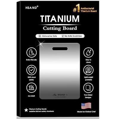 Titanium Cutting Board for Kitchen, 12"x9" | 100% Pure Titanium, Double Sided, Food Grade, Perfect for Sushi, Meat, Vegetables & Meal Prep, Easy to Clean