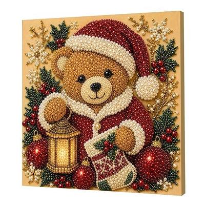 DIY Christmas Pearl Diamond Painting Art Kit with Frame, Cute 3D Christmas Pearl Beads Art Craft for Adults Beginner, Holiday Christmas Wall Decor, Healing Stress-Relieving (#T)