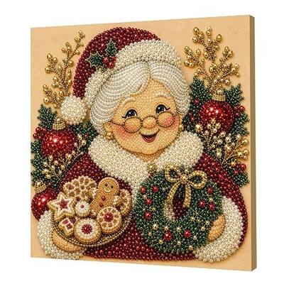 DIY Christmas Pearl Diamond Painting Art Kit with Frame, Cute 3D Christmas Pearl Beads Art Craft for Adults Beginner, Holiday Christmas Wall Decor, Healing Stress-Relieving (#M)