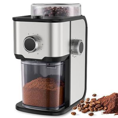 Ollygrin Flat Burr Coffee Grinder Electric, Coffee Bean Grinder with 14 Precision Settings, Compact Burr Grinder for Espresso & French Press, 7oz Capacity for 2-12 Cups