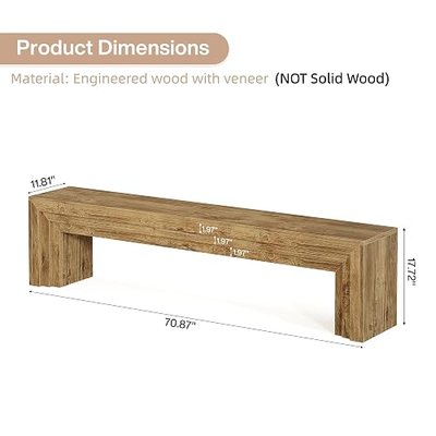 Tribesigns 71" Extra Long Entryway Bench, Farmhouse Bed Bench (Brown) | Modern Wooden Shoe Bench Indoor Seating with Layered Design for Hallway, Bedroom, Living Room, Sofa Back, Dining Room