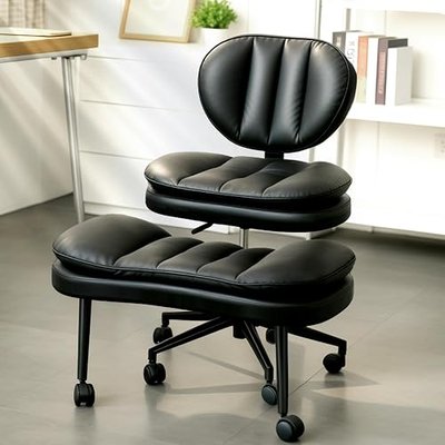 Cross Legged Office Chair, Ergonomic Cloud Criss Cross Desk Chair, Meditation Chair with Wheels, Height Adjustable Seat for ADHD, Wide Kneeling Chair with Back Support, Black