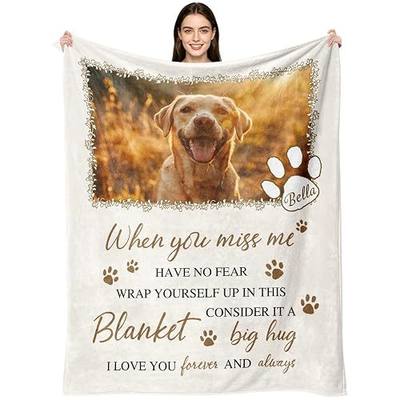 Dog Memorial Gifts for Loss of Pets, Personalized Pet Memorial Blankets with Photo Name, Custom Blanket Sympathy Remembrance Passing Away Gift for Pet Dog Cat Lovers