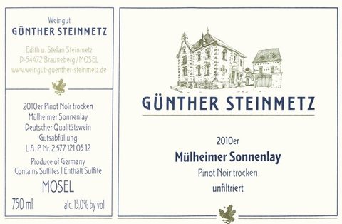Günther Steinmetz · Mülheimer Sonnenlay Pinot Noir